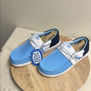 Hey Dude Blue and White Moccasins with Nautical Flair